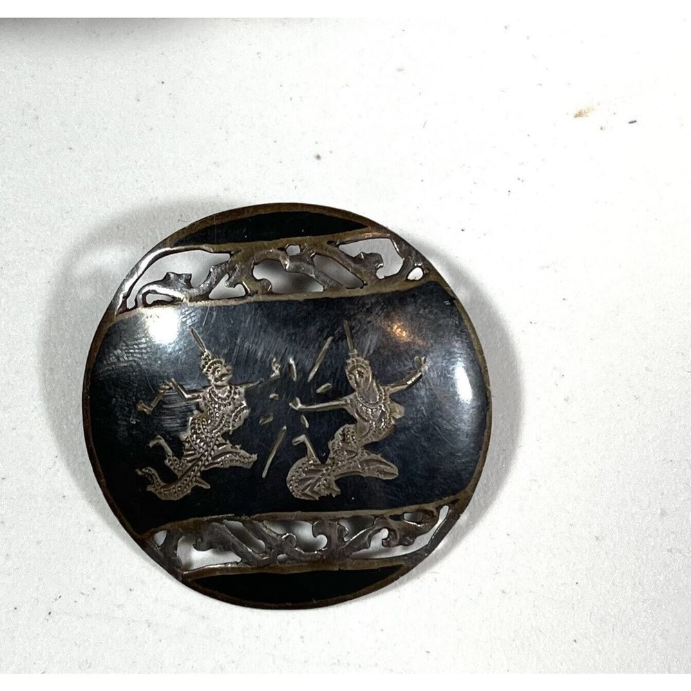 Lot Of 3 Vintage Siam Sterling Silver Brooches & Cuff Bracelet Made In Thailand - Picture 2 of 9
